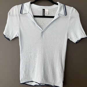 Baby Blue Collared Top